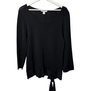 Coldwater Creek Boho Black Tunic Top Womens XL 16 Closet Staple Blouse Career